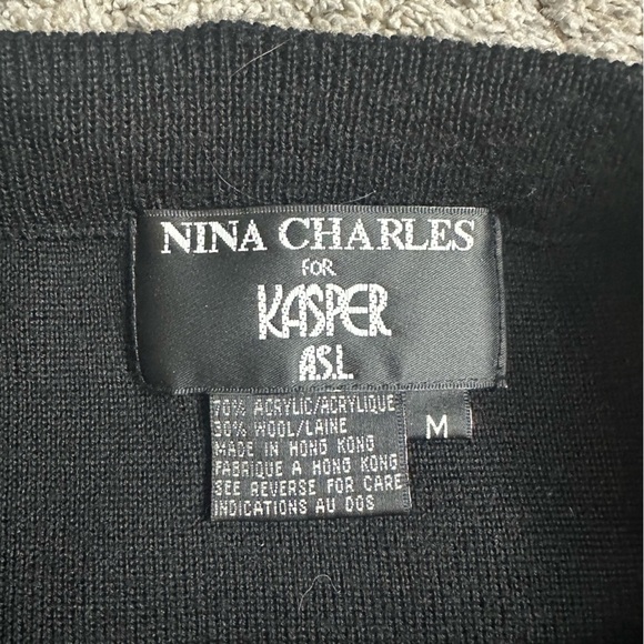 Nina Charles Kasper ASL wool blend maxi skirt Medium black buttons whimsigoth - Picture 5 of 7